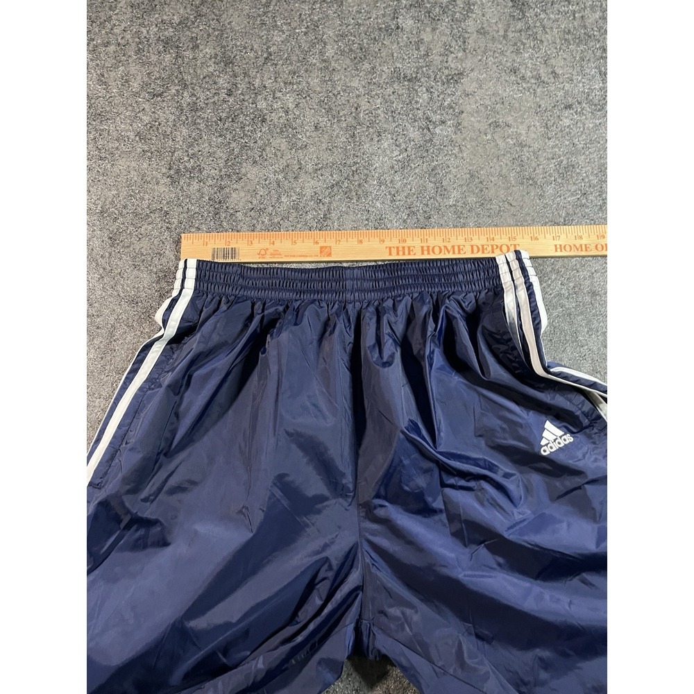 Vintage Adidas Snap Button Track Pants Men's XL Blue Silky Baggy Wide Leg Y2K - Picture 9 of 10